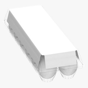 Plastic Carton of Eggs 12 White Brown Blank and Generic Label