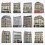 12 Realistic Old European Paris Buildings Collection