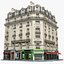 12 Realistic Old European Paris Buildings Collection