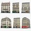 12 Realistic Old European Paris Buildings Collection