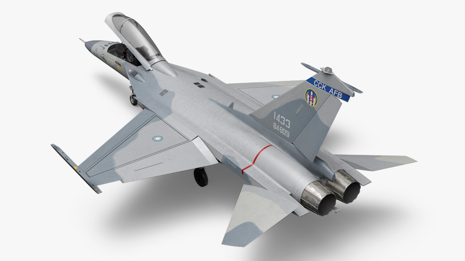 Unarmed Fighter Jet AIDC F-CK-1 Rigged 3D model preview