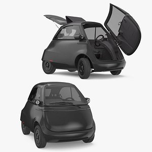 3D Lightweight Urban Two-Seater EV Black Rigged model