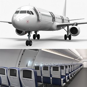 Airbus A321 with Interior and Doors Rigged for Maya