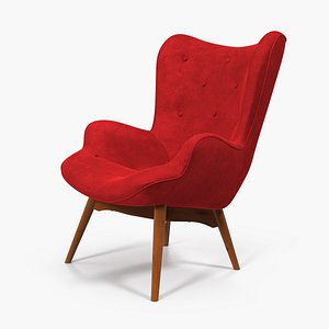red velvet lounge chair 3D