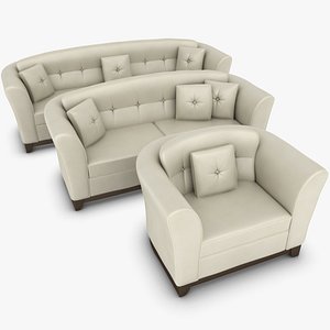 3ds max realistic leather sofa set