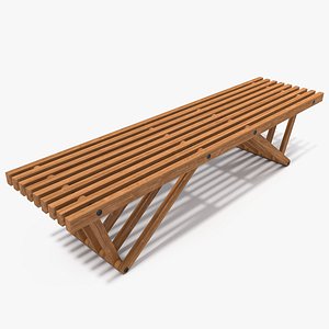 Wooden bench 2 3D model