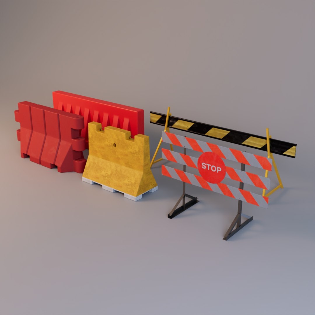 3D Road Barrier Kit - TurboSquid 2240090