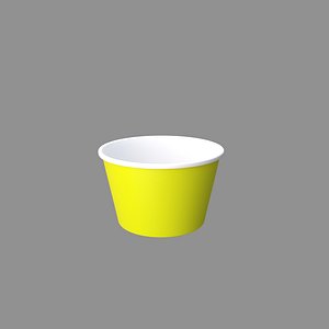 3D model ice cream paper cup yellow