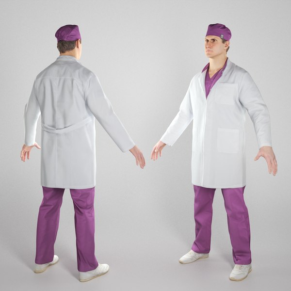 3D Male medical doctor in A-pose 355 model