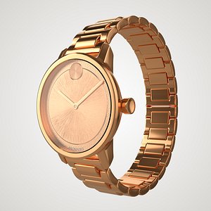 rose movado bold wrist watch 3D