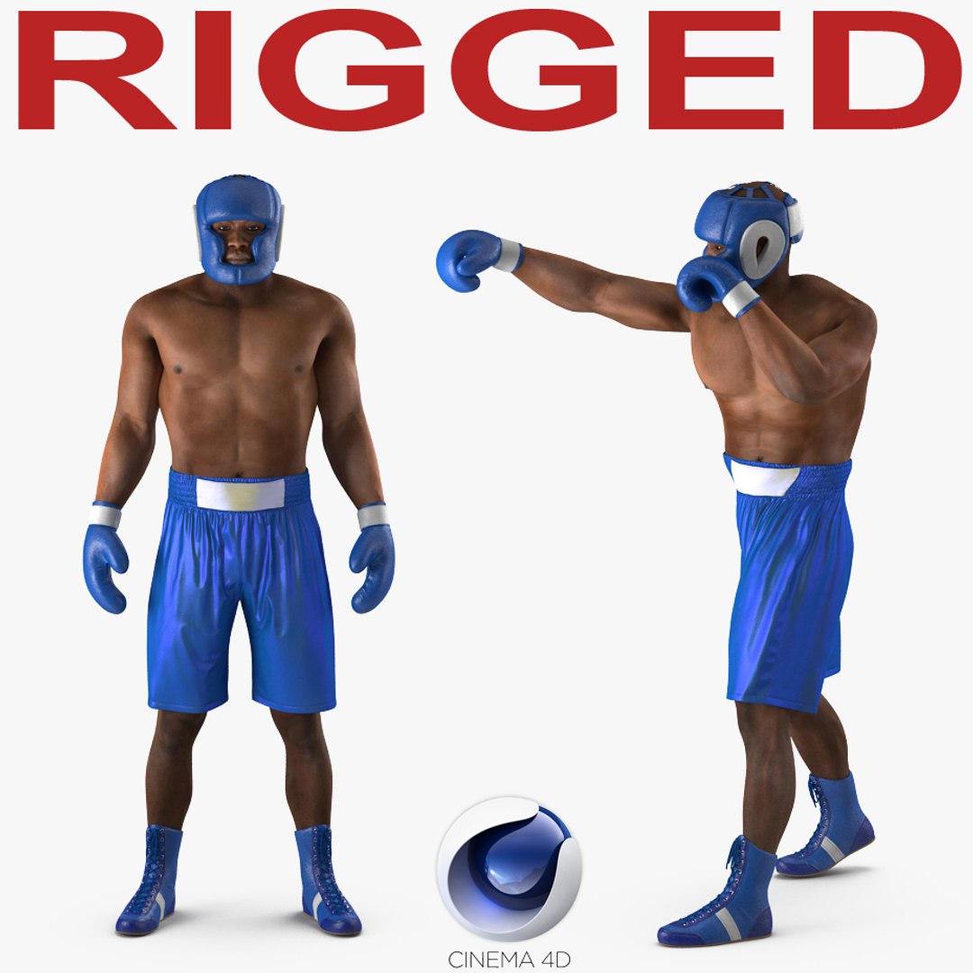 African American Boxer Rigged for Cinema 4D 3D Model 3D model preview