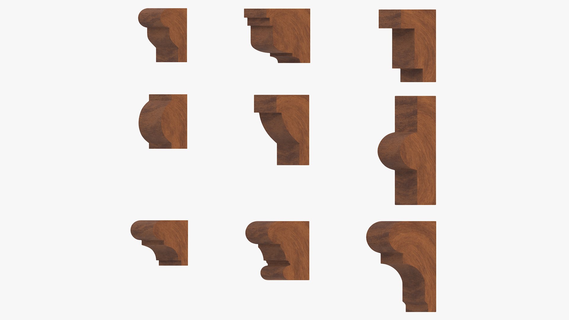 Set Molding Mahogany Part 3 3D model preview
