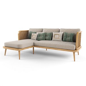 3D -seat modular sofa outdoor rattan wood With Chair Lounge