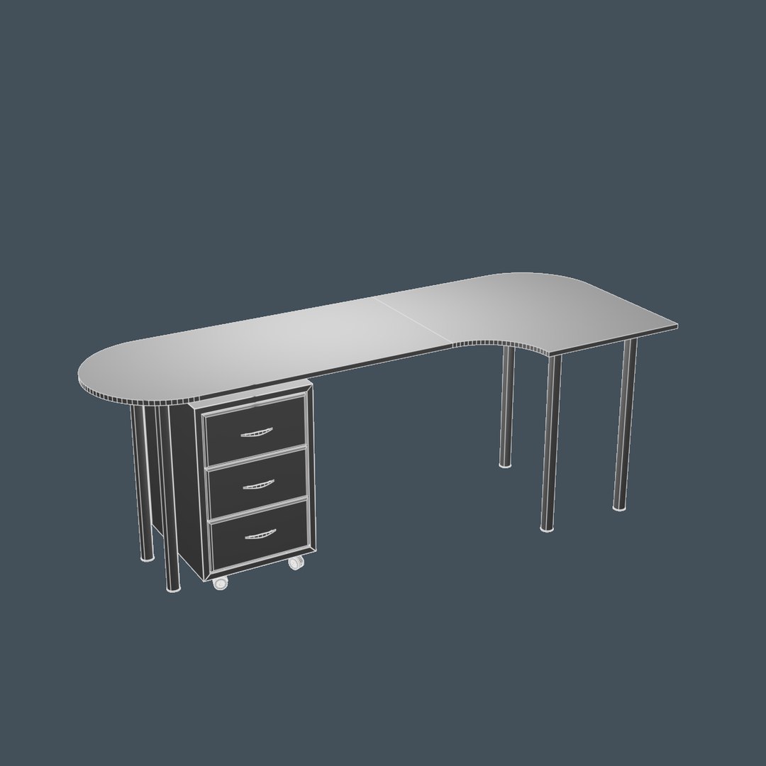 Wooden Desk Model - TurboSquid 1435344