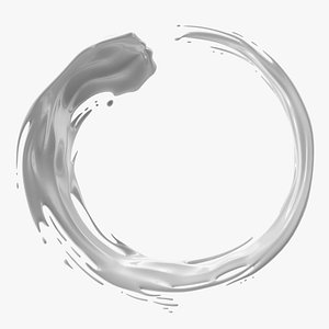 White Liquid Circle Splash 3D