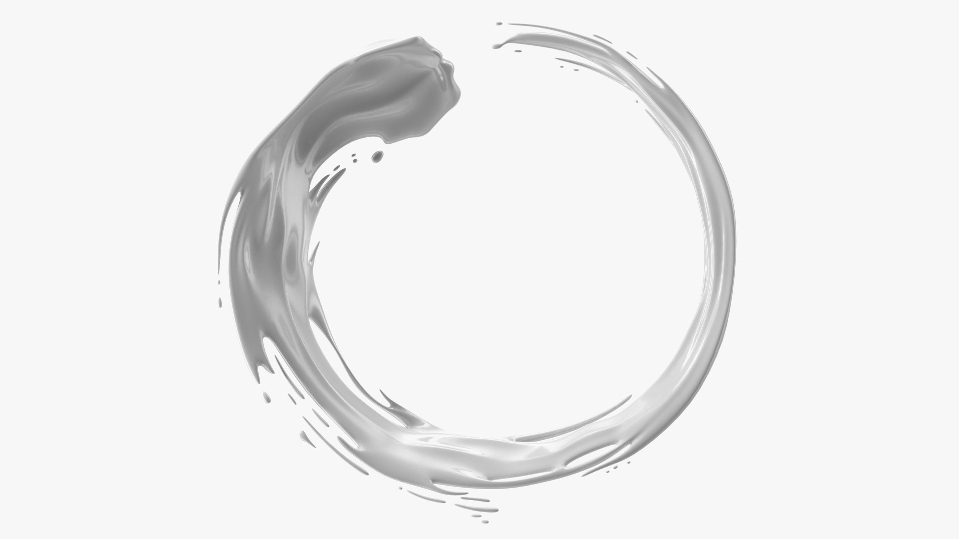 White Liquid Circle Milk Splash 3D model preview
