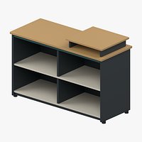 Retail Service Counter with Open Storage and Raised Ledge