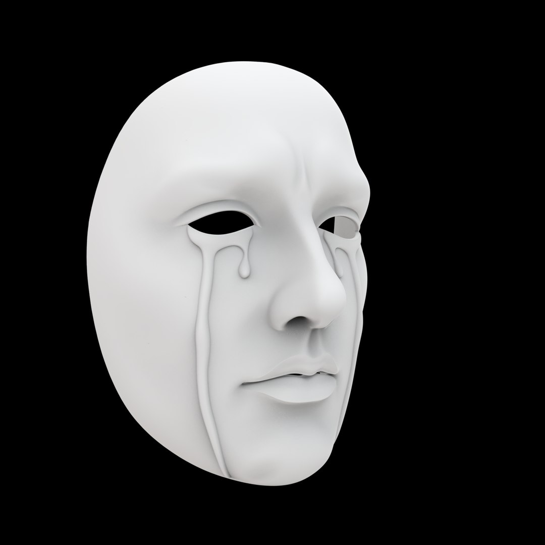 3D Crying Mask Template 3D Print Model Expression Of Sadness Tragedy ...