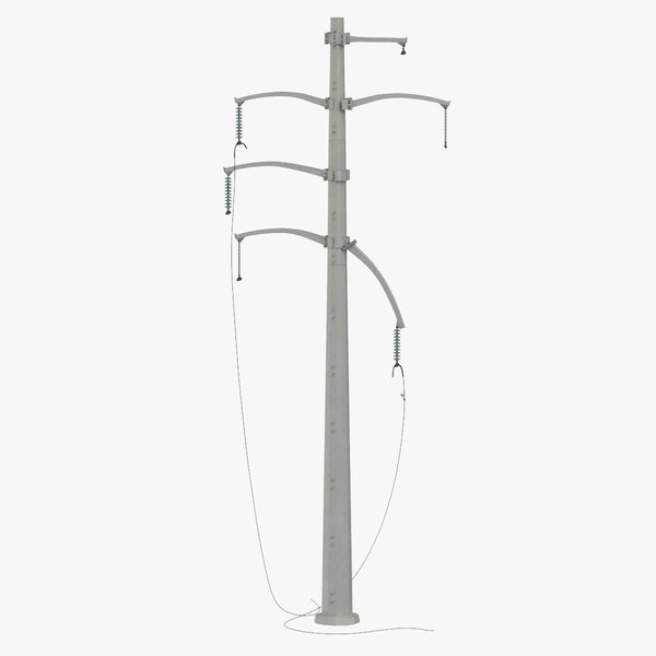 3D Steel Power Lines 01 Damaged Clean and Dirty model
