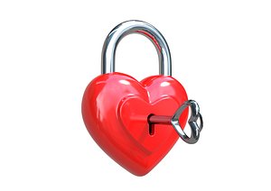 3D Heart Padlock 3D model