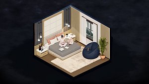 3D model Bedroom Isometric Phasing Lumion 12 premiere template 3D model