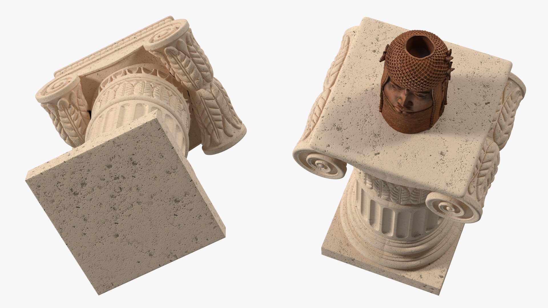 3D Column With Benin Head Sculpture Model - TurboSquid 2237164