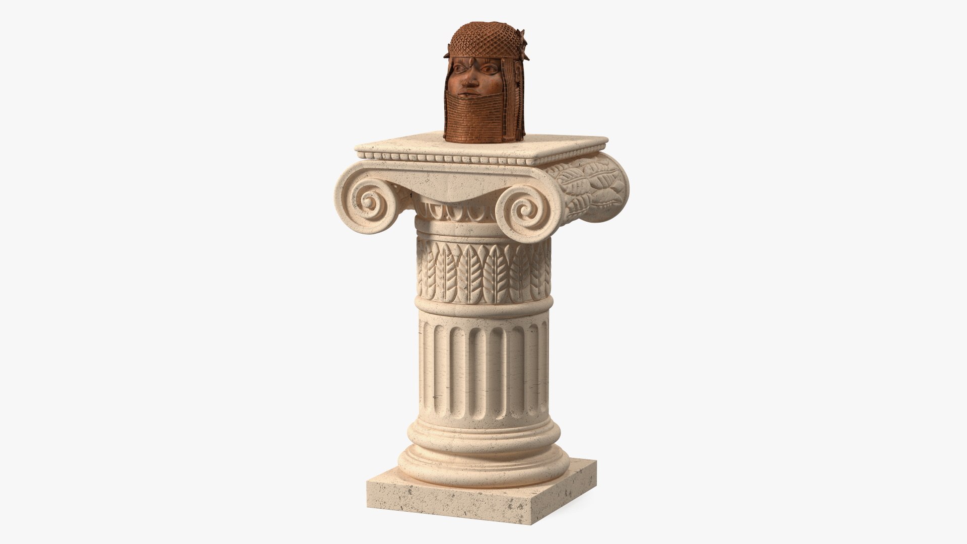 Column with Benin Head Sculpture 3D model preview