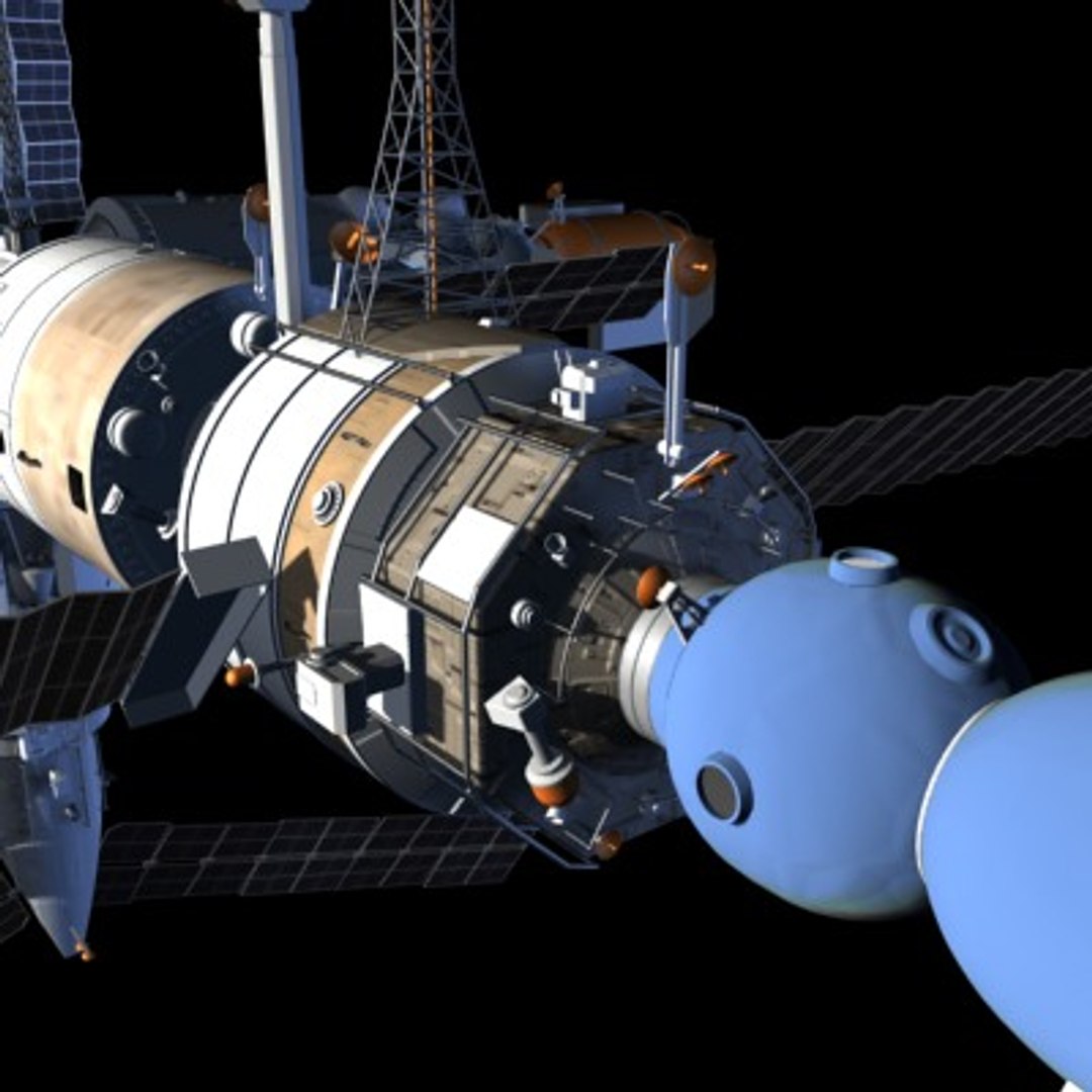 russia mir space station 3d model