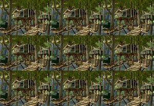 3D Treehouse Forest Treehouse Rainforest Log cabin Primitive realist Jungle C4D Tree Sea model