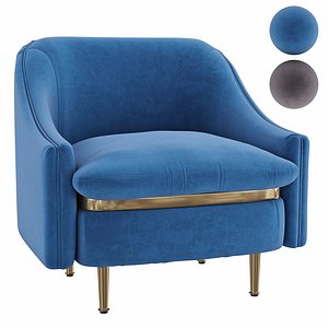 3D Homary-Mid-century Accent Chair Upholstered Velvet Accent Chair in Gold Finish