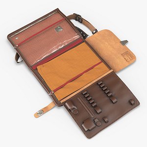 3D Retro Military Officer Tablet Case Opened Brown model