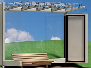 free busstop garbagecan bench 3d model