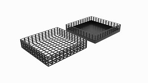 square wireframe bin 3D model