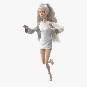 Barbie Doll White Dress Rigged for Maya