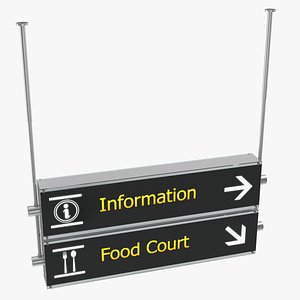 3D airport signs information food