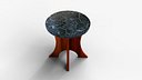 Luxury Dining Round Table with Black Marble Surface Realistic 3D Asset