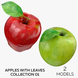 Apples With Leaves Collection 01 - 2 models 3D