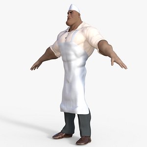 Cartoon Angry Butcher Rigged 3D model