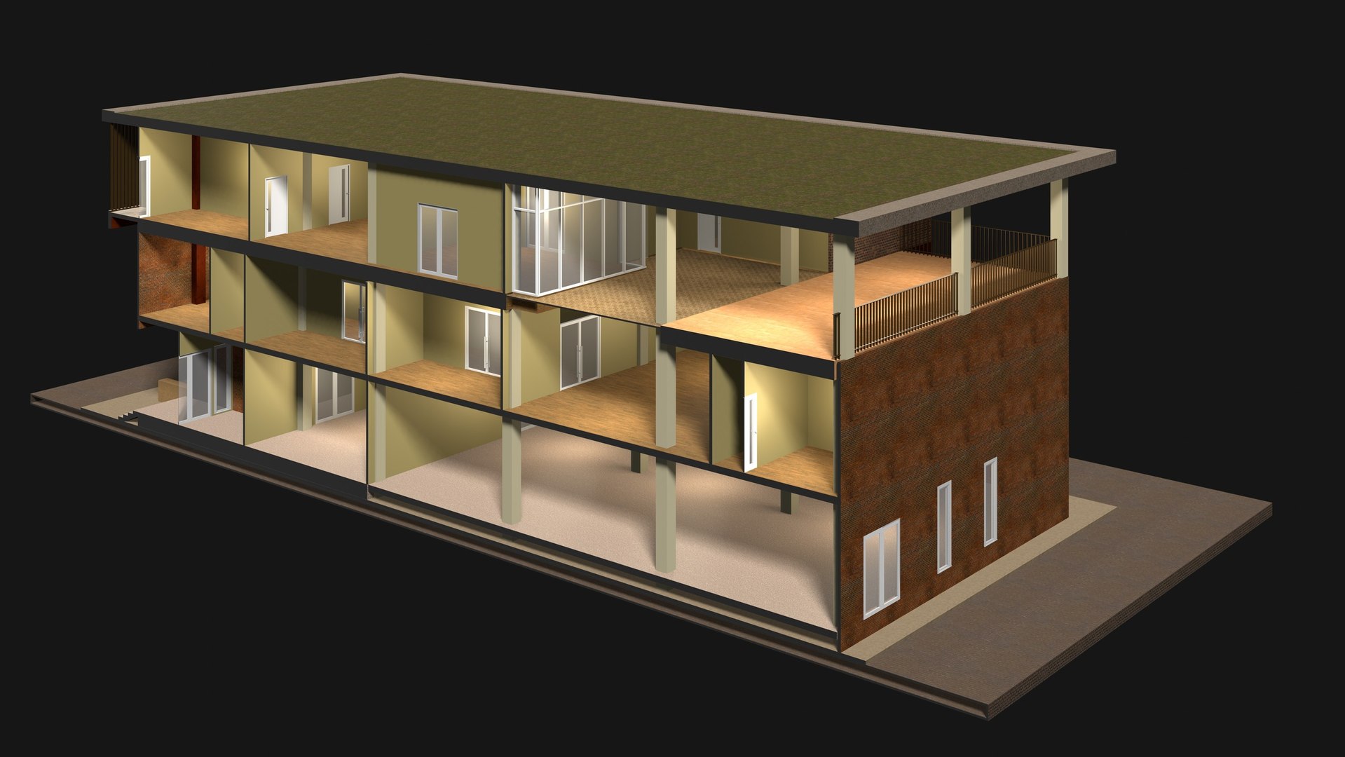 3D Building In Section Cut Model - TurboSquid 2389564