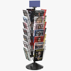 Detailed Magazine Rack With Magazines 01