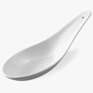 Ceramic Chinese Soup Spoon 3D