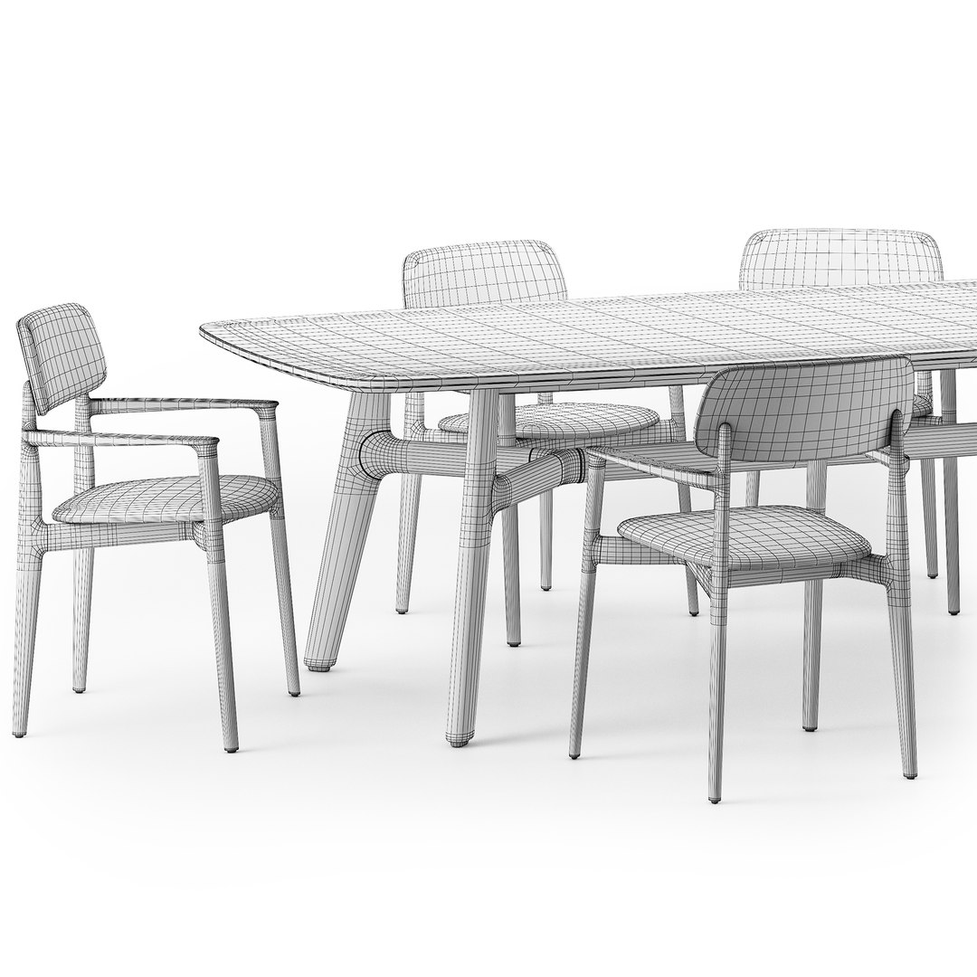 Poliform Curve Dining Table Armchair Set 3D Model - TurboSquid 1925523
