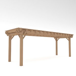 3D wooden gazebo Low-poly 3D model