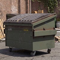 Dirty Trash Dumpster Green Game Ready