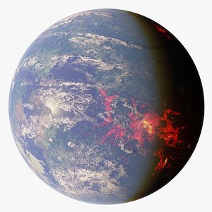 3D Alien Planet With Lava 16K model