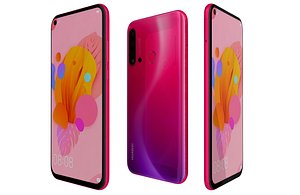 Huawei Nova 5i Red Low Poly 3D model
