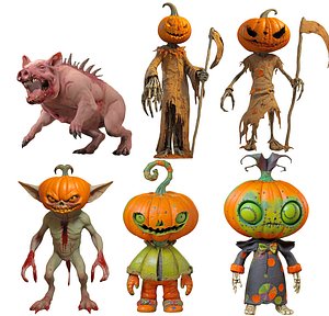 3D Halloween monsters model