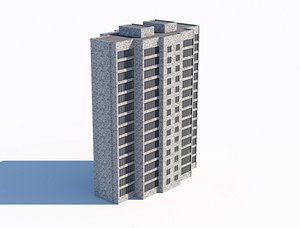 residential 14-storey building 3d model