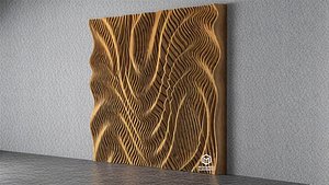 Parametric Wavy Wooden Wall Decor 03 - wood cutting machines 3D model