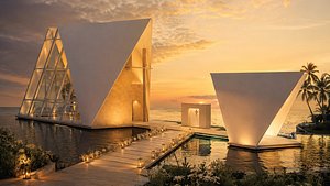 Cliffside Glass Wedding Chapel Bali VIbe 3D model